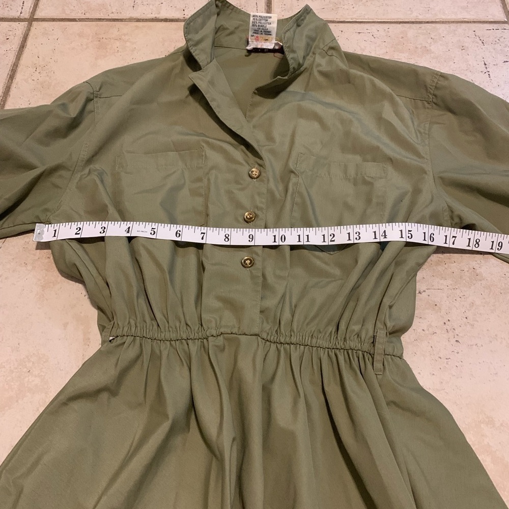 Vtg RAOUL Safari Utility Shirt Dress with Belt - Olive Green - Maxi- Soze 14 - Picture 8 of 8